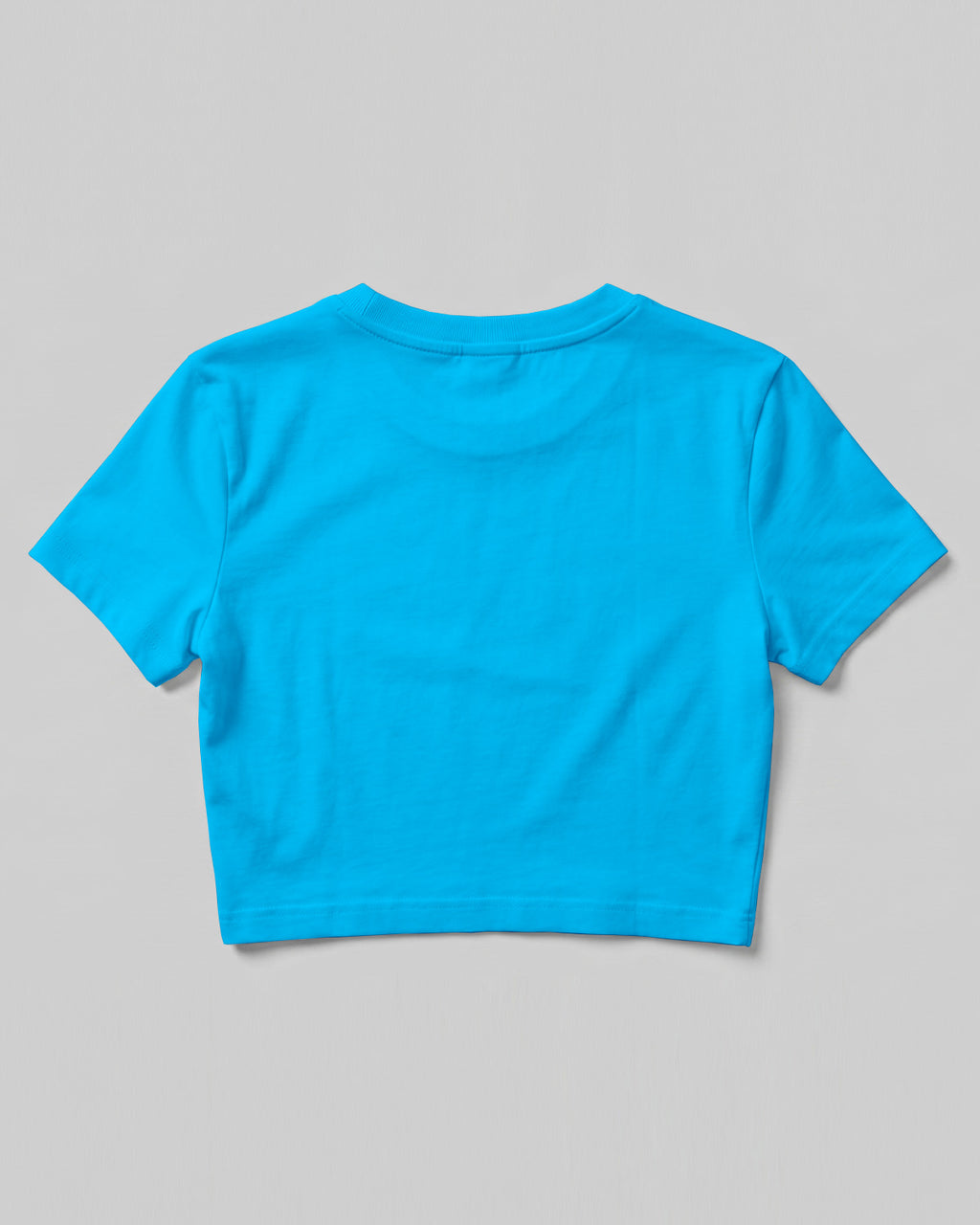Sky Blue plain crop top made from premium cotton, 180 GSM red label yarn, biowashed for softness and durability.
