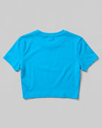 Sky Blue plain crop top made from premium cotton, 180 GSM red label yarn, biowashed for softness and durability.