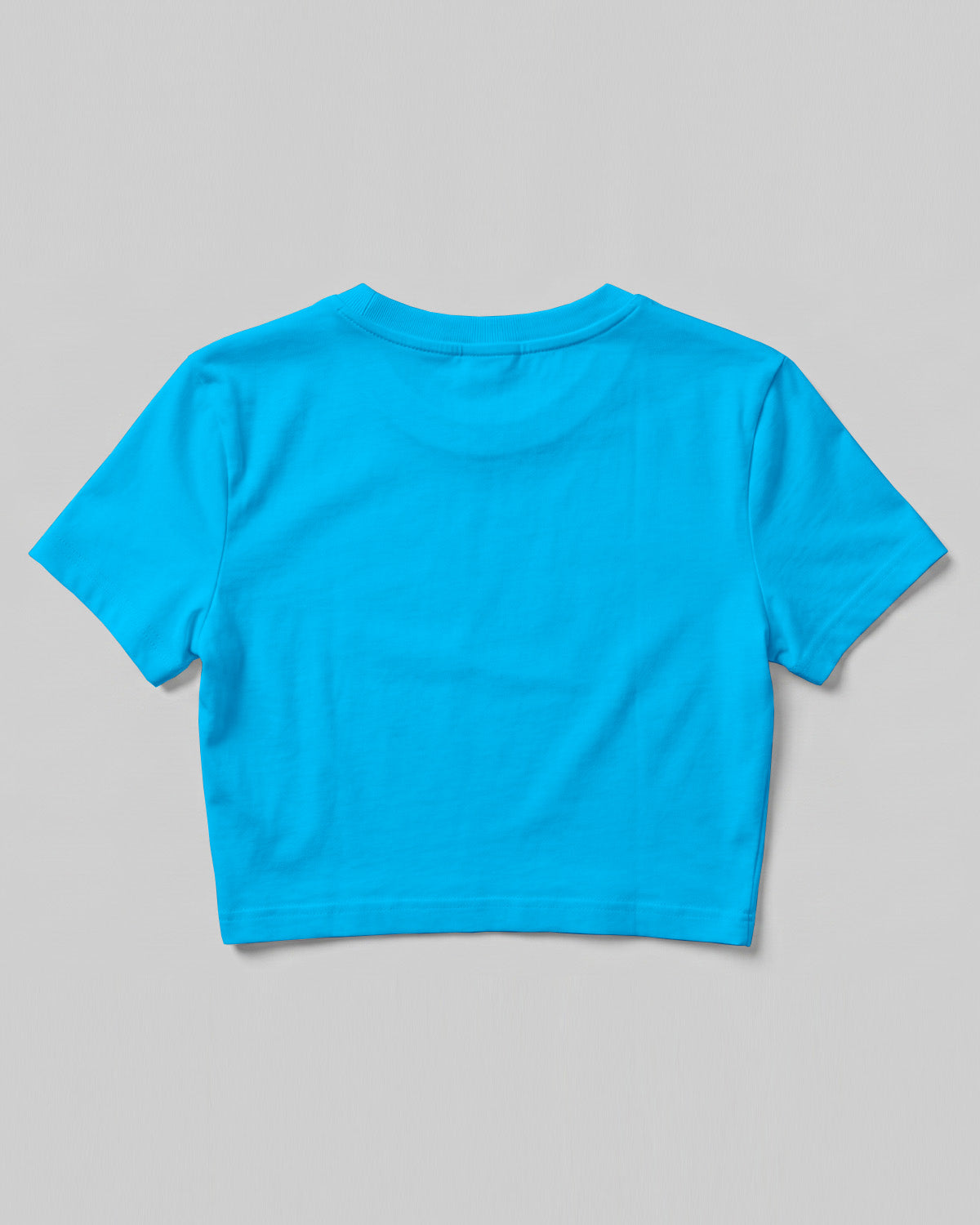 Sky Blue plain crop top made from premium cotton, 180 GSM red label yarn, biowashed for softness and durability.