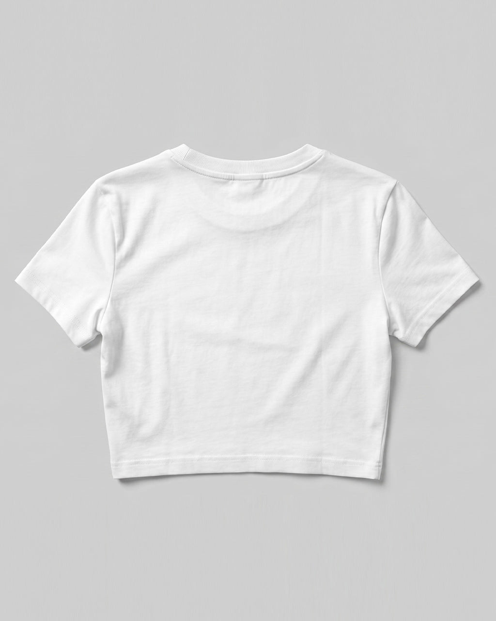 White plain crop top made from premium cotton, 180 GSM red label yarn, biowashed for softness and durability.