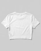 White plain crop top made from premium cotton, 180 GSM red label yarn, biowashed for softness and durability.