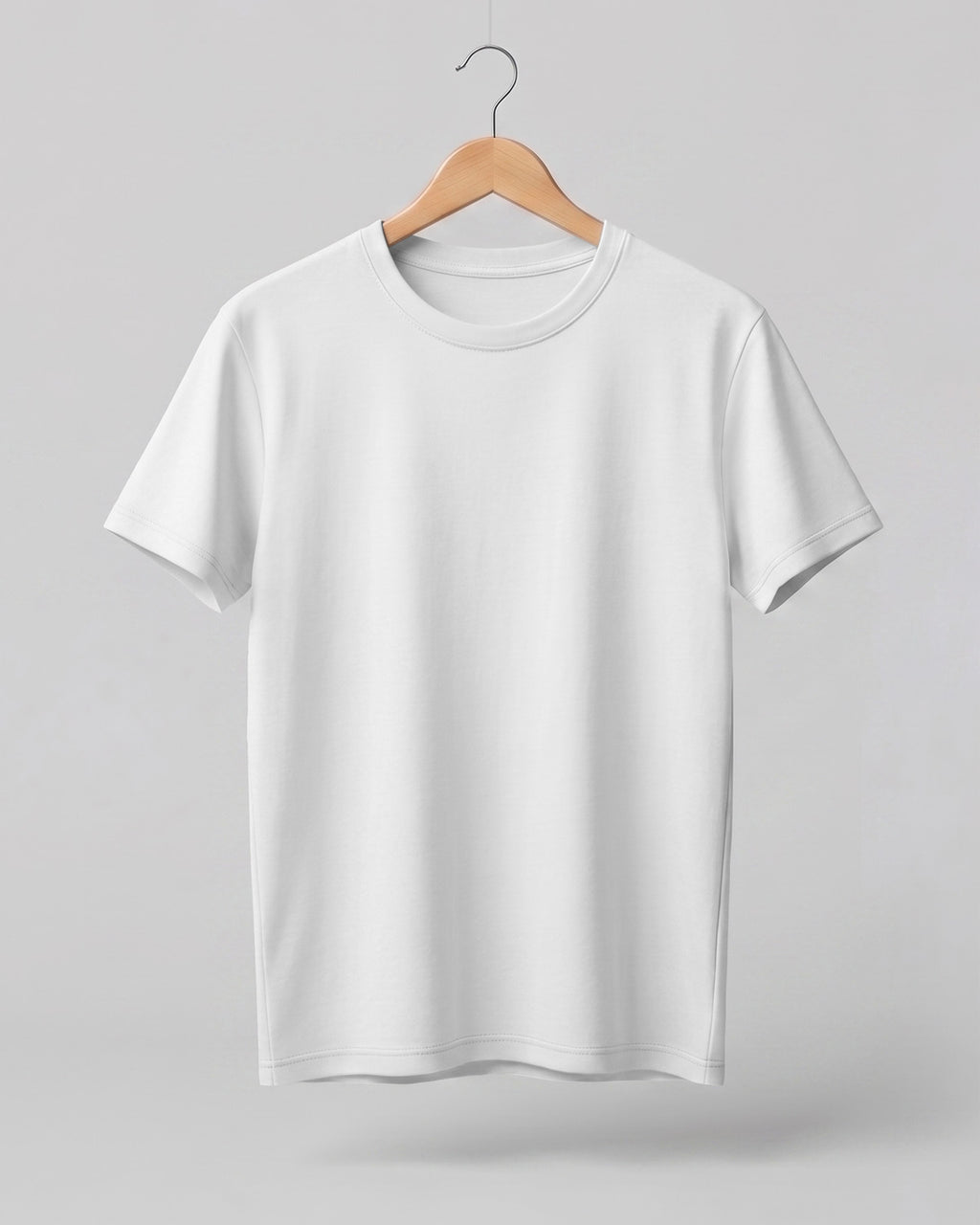 White plain half sleeve round neck t-shirt made from premium cotton, 180 GSM red label yarn, biowashed for softness and durability.