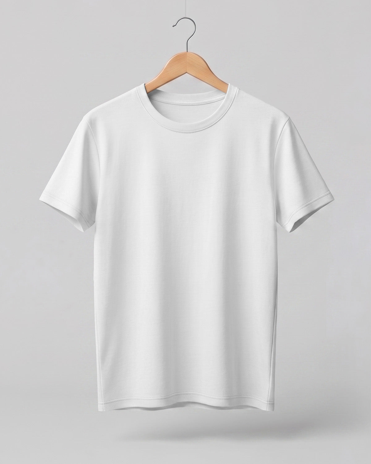 White plain half sleeve round neck t-shirt made from premium cotton, 180 GSM red label yarn, biowashed for softness and durability.