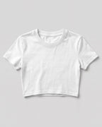 White plain crop top made from premium cotton, 180 GSM red label yarn, biowashed for softness and durability.