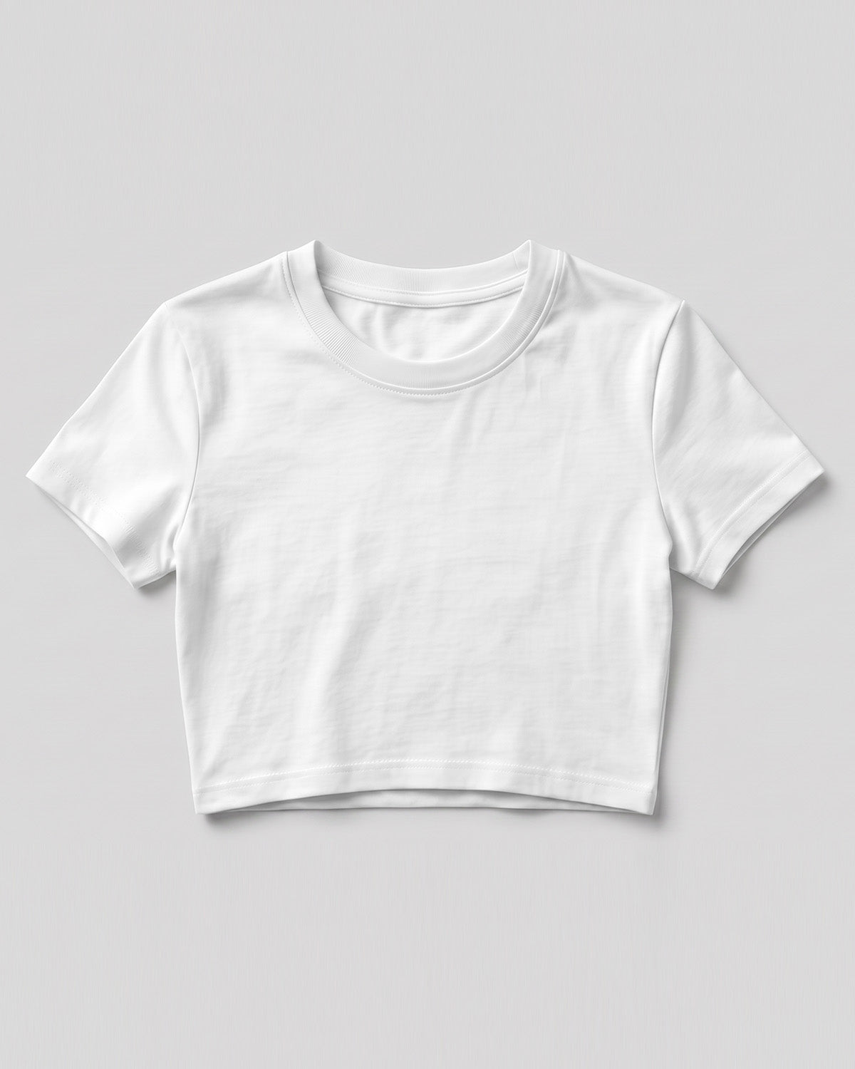 White plain crop top made from premium cotton, 180 GSM red label yarn, biowashed for softness and durability.