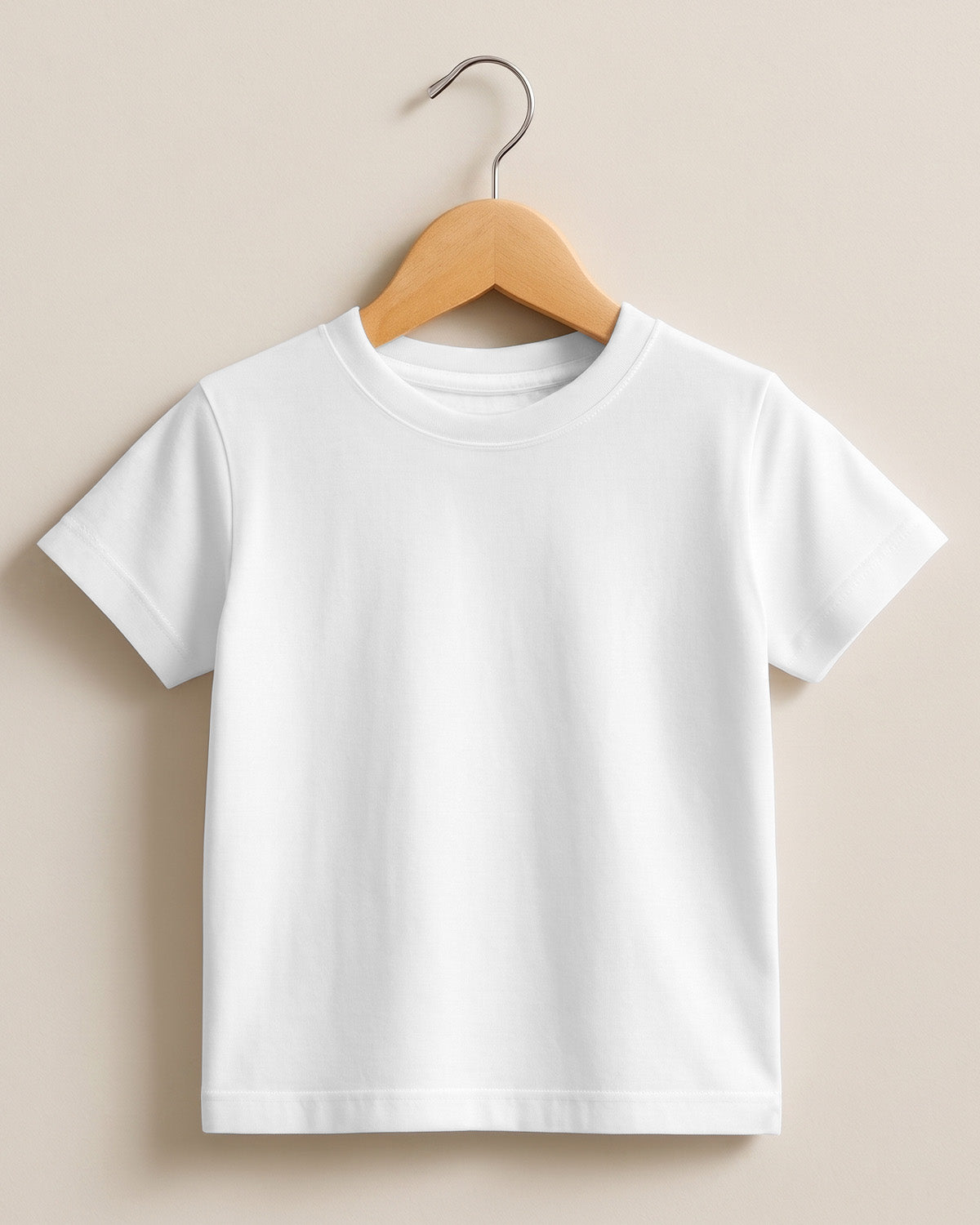 White plain cotton kids half sleeve round neck t-shirt made from premium cotton, 180 GSM, biowashed for softness and durability.